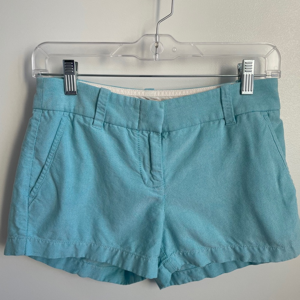 J. Crew teal linen shorts
